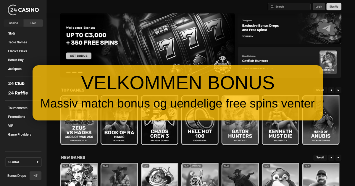 24Casino - Bedste Online Slots, Mobil Bonus & Live Casino | Danmark